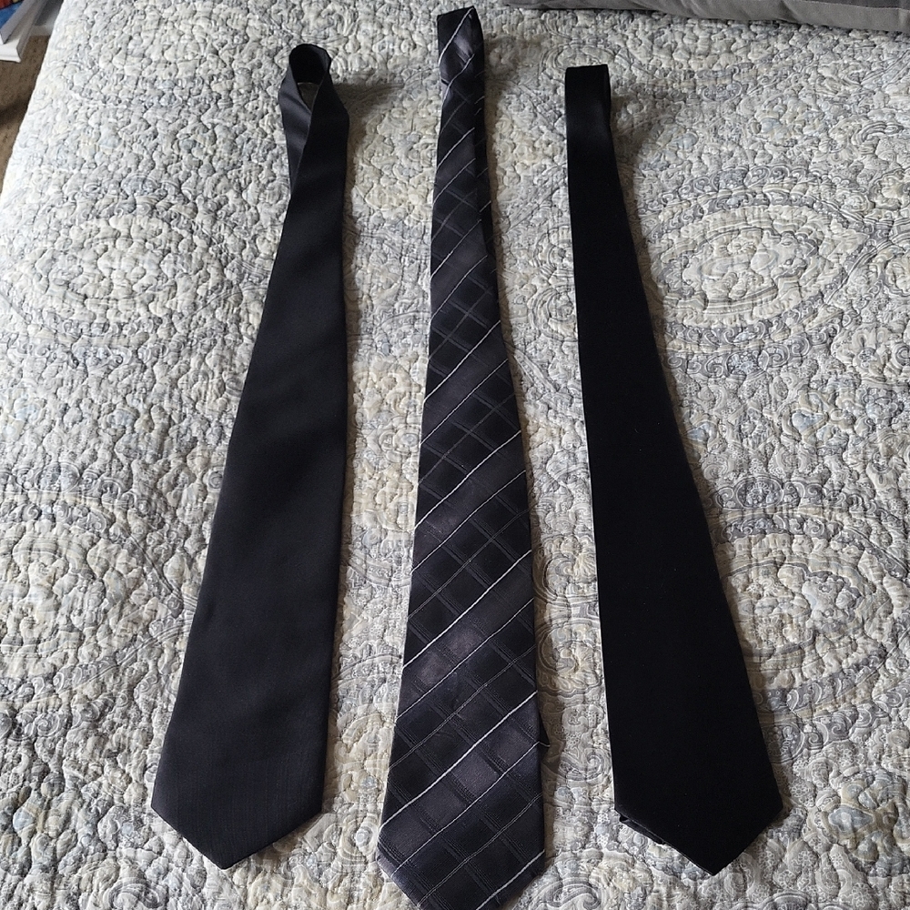 Set of Three Black and Gray Ties